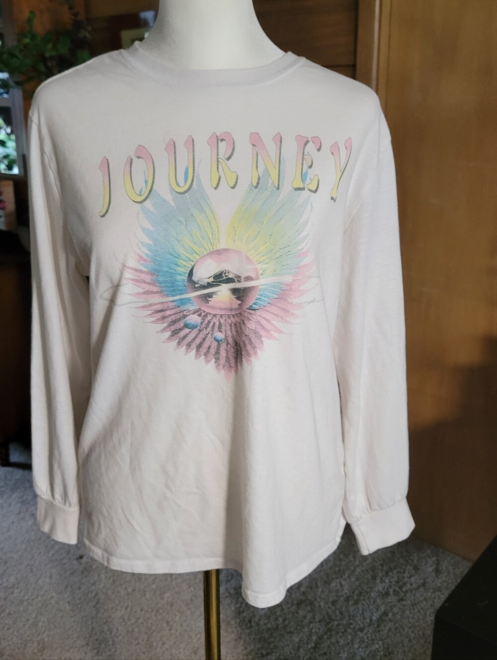 JOURNEY 1979 - Juniors Graphic Long-Sleeve Tee - Pastel White